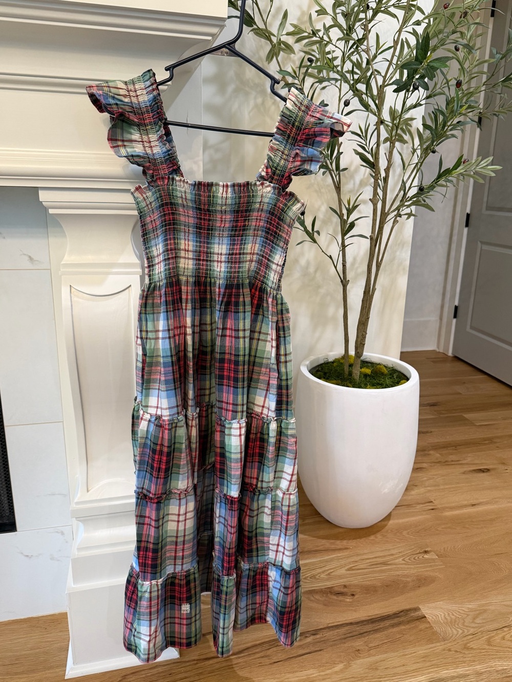 Hill House White Tartan Ellie Nap Dress - size medium - Picture 2 of 4